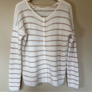 Sezane Womens Cream Gold Striped Gaspard Cardigan Size XL